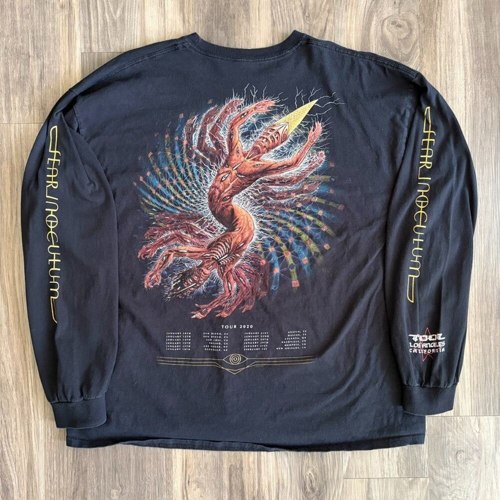 TOOL Fear Inoculum 2020 Tour T-Shirt Men's Size XL Long Sleeve Black Graphic